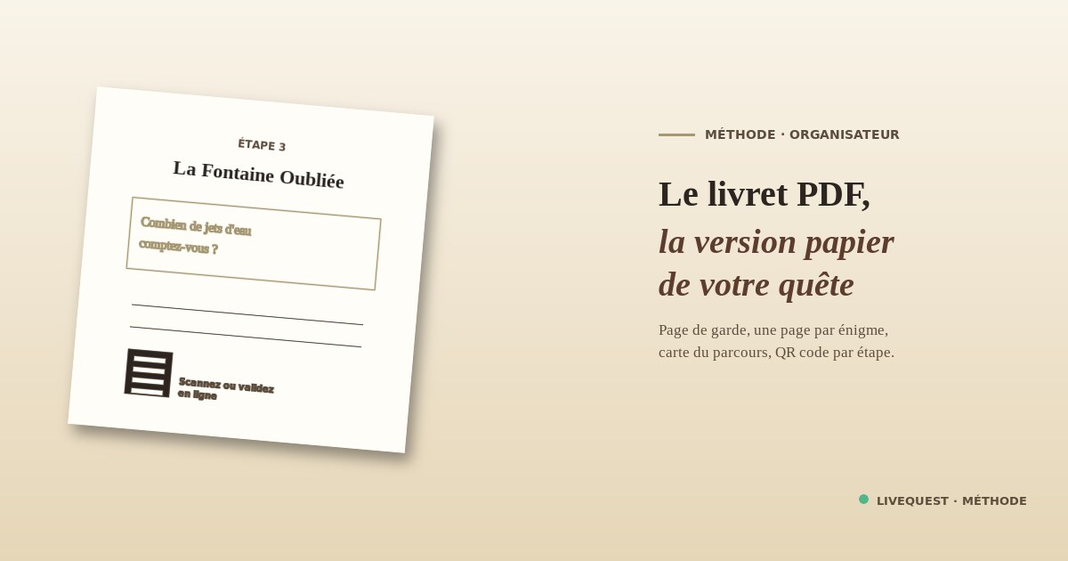 Le livret PDF : la version papier de votre quête, pour quand le smartphone ne suffit pas