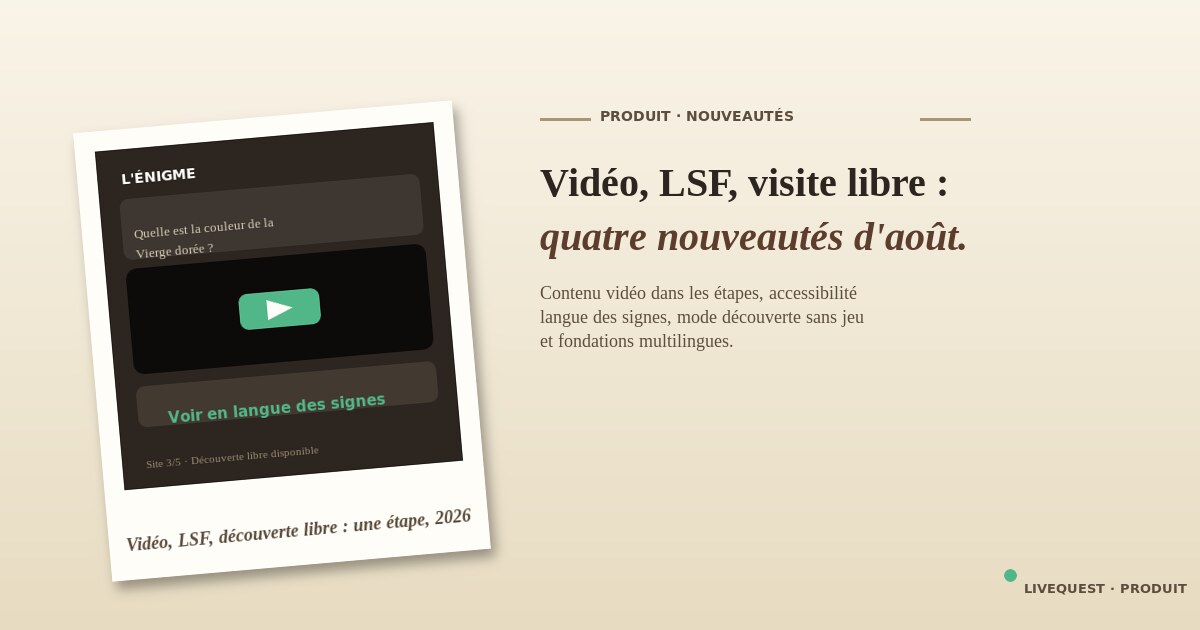 Vidéo, LSF, visite libre : quatre nouveautés d'août