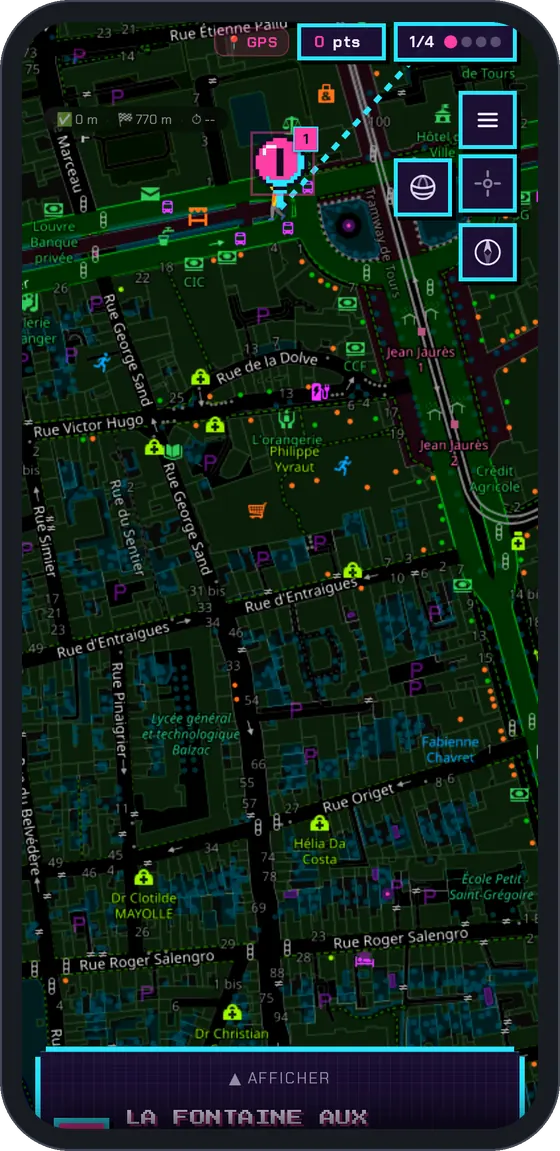La carte du parcours sur un téléphone.
