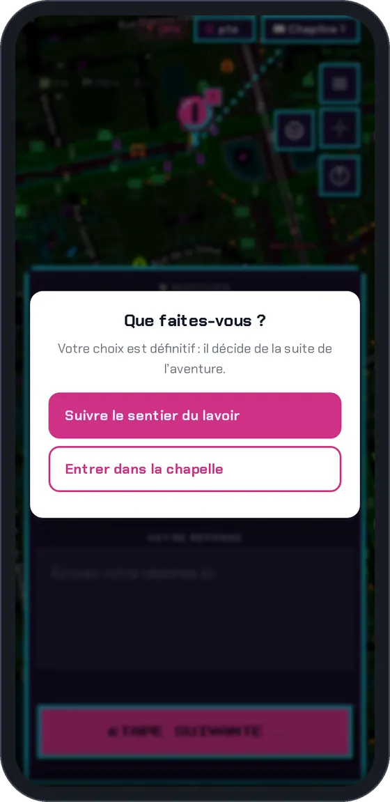 « Que faites-vous ? » : deux choix possibles à l’écran.