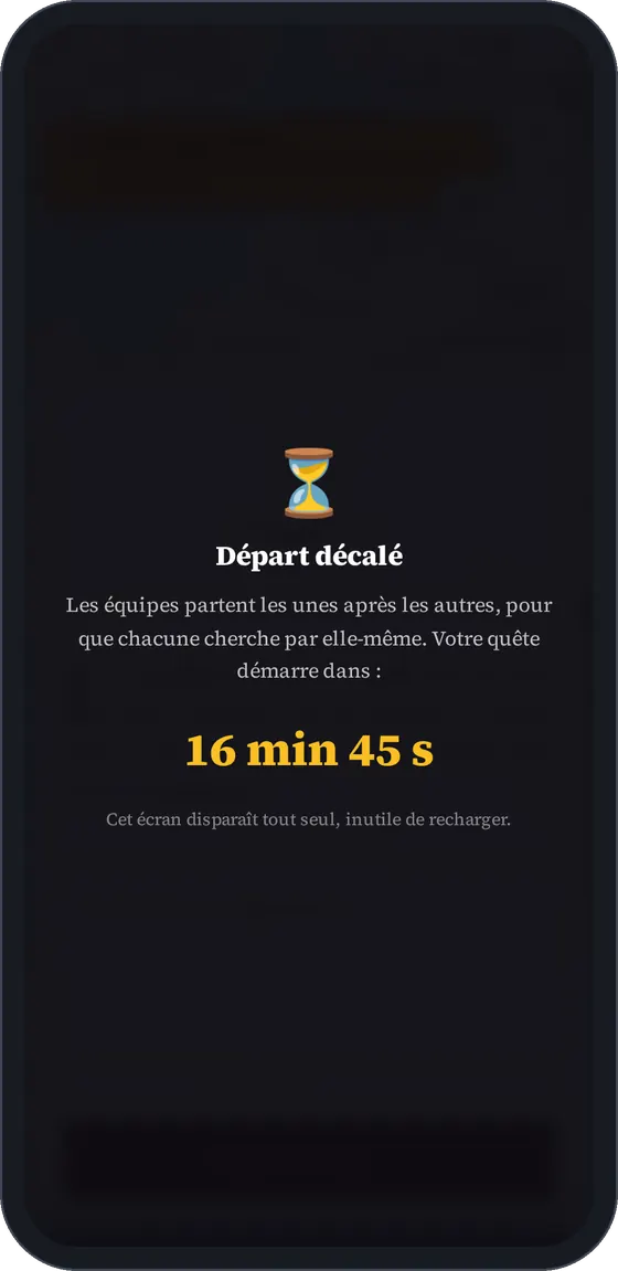 Écran d’attente « Départ décalé ».