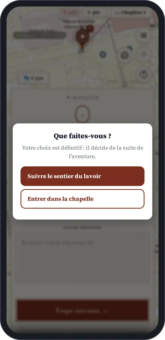 « Que faites-vous ? » : deux choix à l’écran.