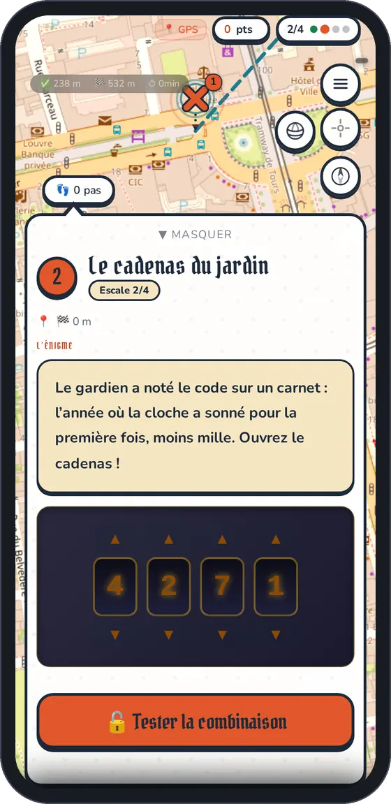 Un cadenas à molettes sur un téléphone : les supports papier complètent l’expérience mobile.