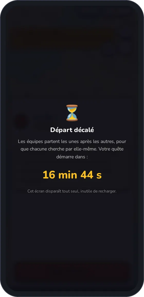 Écran d’attente « Départ décalé ».