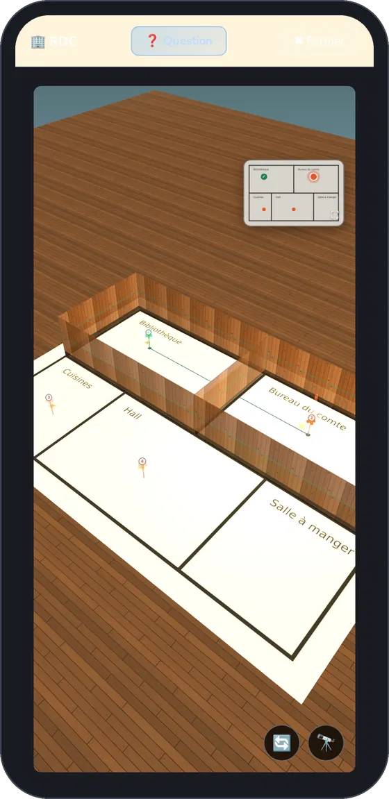Vue 3D d’un rez-de-chaussée.