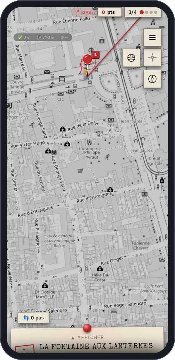 La carte du parcours sur un téléphone.