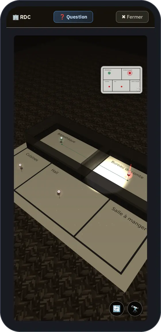 Vue 3D d’un rez-de-chaussée.