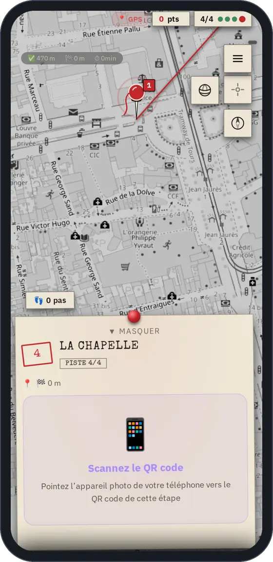 Écran de validation par QR code.