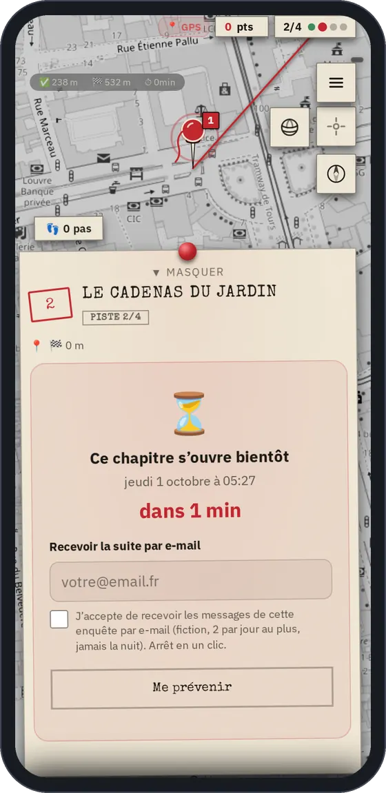 Un chapitre verrouillé qui s’ouvre dans une minute (démo accélérée).