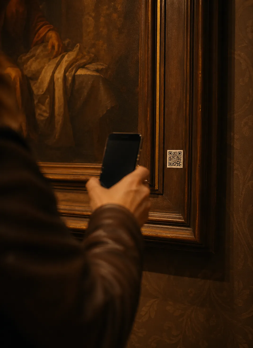 Un joueur scanne un QR code posé sur une porte